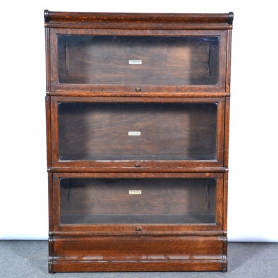 Lot 579 - Globe Wernicke oak three section bookcase