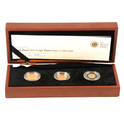 Lot 277 - The 2012 UK Gold Proof Sovereign Three-Coin Collection.