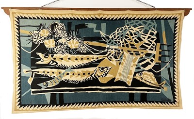 Lot 518 - Eugène Babolène, 'Retour de Pêche', a limited edition 1960s French wall hanging