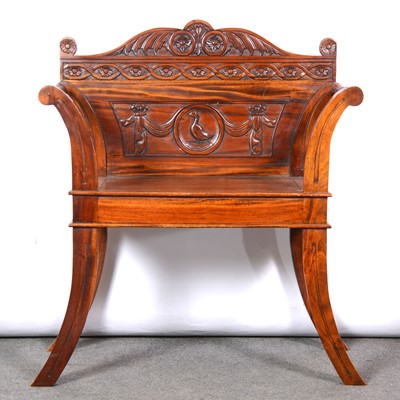 Lot 480 - Reproduction mahogany hall chair