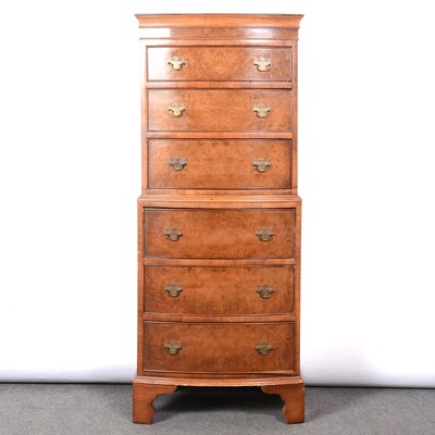Lot 533 - Burr walnut small chest on chest