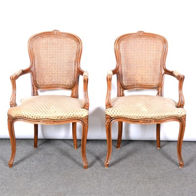Lot 548 - Pair of French beech fauteuil