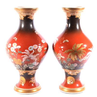 Lot 12 - Pair of large Japanese Satsuma vases