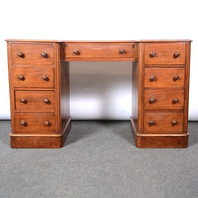 Lot 527 - Victorian mahogany kneehole desk.