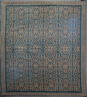 Lot 468 - Large altar cloth, embroidered green ground