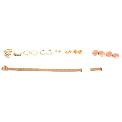 Lot 286 - A pair of opal and diamond earrings, and other gemset jewellery and scrap gold.