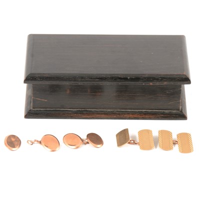 Lot 344 - Two pairs of 9 carat gold cufflinks.