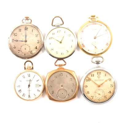Lot 108 - Six slim dress pocket watches