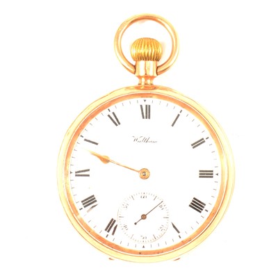 Lot 192 - Waltham 9ct gold cased open face pocket watch