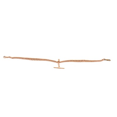 Lot 345 - A 9 carat gold double albert watch chain.