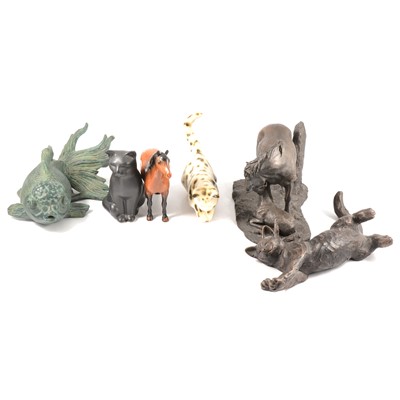 Lot 28 - Mary Laing, Spirit of Exmoor, horse group, and other animal figurines