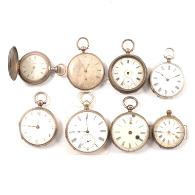 Lot 91 - Eight silver cased fob watches