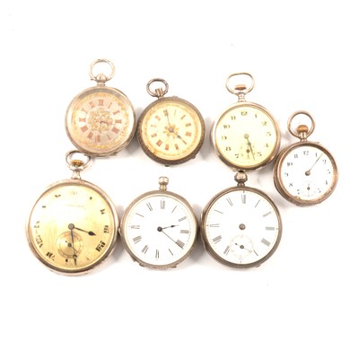 Lot 88 - Seven silver cased fob watches