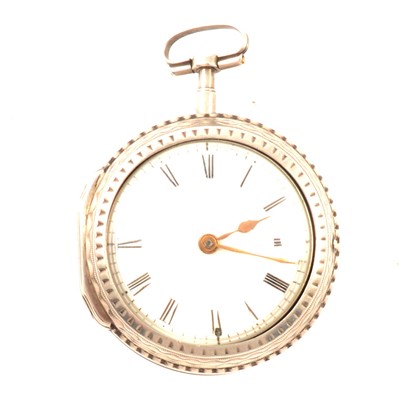 Lot 25 - White metal pair cased pocket watch, 18th Century