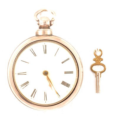 Lot 13 - Silver pair cased pocket watch, Birmingham 1845
