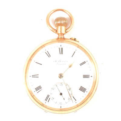 Lot 179 - 9ct gold open faced pocket watch, London 1915
