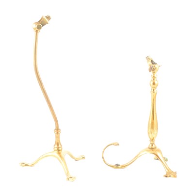 Lot 59 - Two Arts and Crafts brass lamp bases by WAS Benson