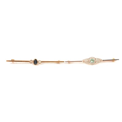 Lot 323 - Two gemset bar brooches.