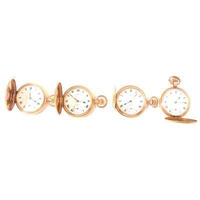 Lot 195 - Four gold plated hunter cased pocket watches