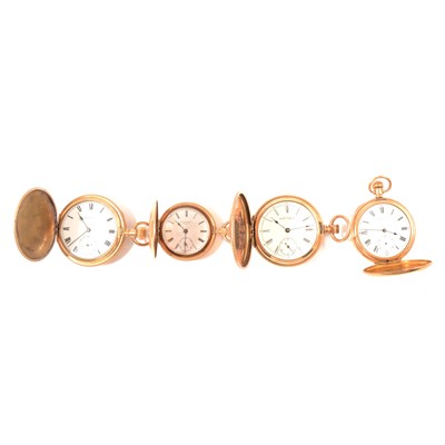 Lot 196 - Four gold plated hunter cased pocket watches