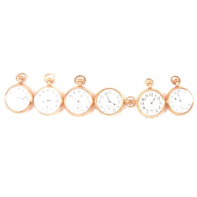 Lot 200 - Six gold plated open faced pocket watches