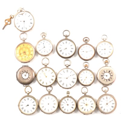 Lot 89 - Sixteen silver cased fob watches, varying condition.