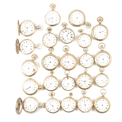 Lot 101 - Twenty-three silver plated cased open faced pocket watches, varying condition.