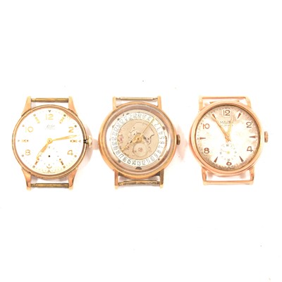 Lot 290 - Three vintage 9ct gold cased wristwatches