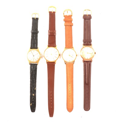 Lot 317 - Four gold plated wristwatches