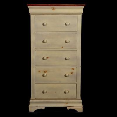 Lot 551 - French style part painted tall chest of drawers
