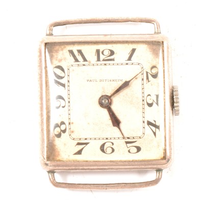 Lot 289 - Art Deco silver cased wristwatch, Paul Ditisheim