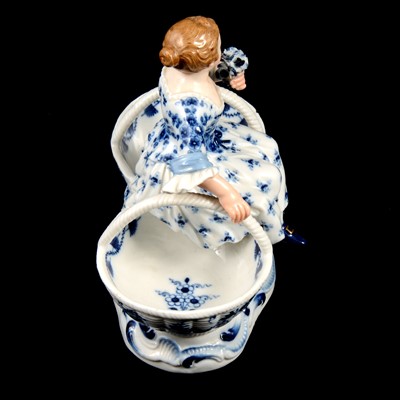 Lot 17 - Near pair of Meissen porcelain figural table salts, late 19th / early 20th century