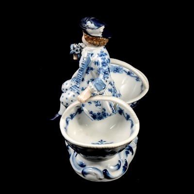 Lot 17 - Near pair of Meissen porcelain figural table salts, late 19th / early 20th century