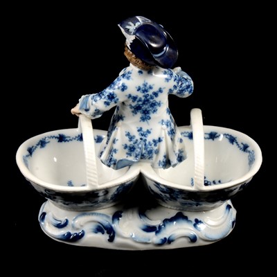 Lot 17 - Near pair of Meissen porcelain figural table salts, late 19th / early 20th century