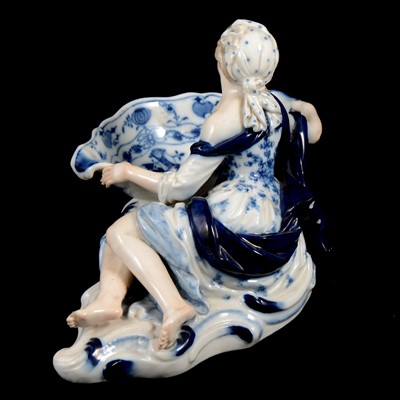 Lot 17 - Near pair of Meissen porcelain figural table salts, late 19th / early 20th century