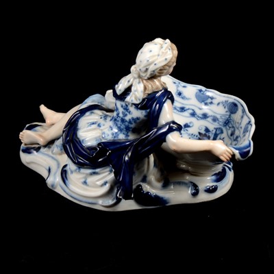 Lot 17 - Near pair of Meissen porcelain figural table salts, late 19th / early 20th century