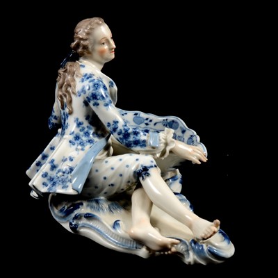 Lot 17 - Near pair of Meissen porcelain figural table salts, late 19th / early 20th century