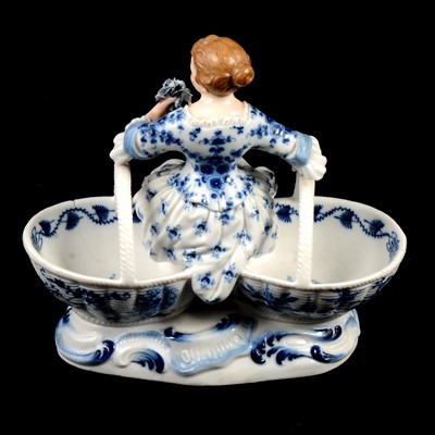 Lot 17 - Near pair of Meissen porcelain figural table salts, late 19th / early 20th century