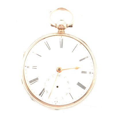 Lot 29 - Silver cased open faced pocket watch, London 1849