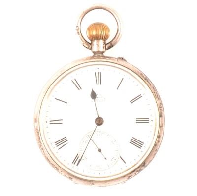 Lot 40 - Silver cased open faced pocket watch, London 1900