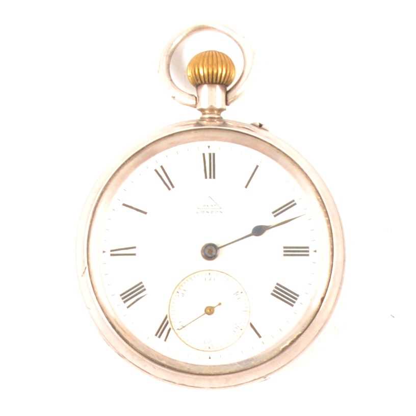Lot 39 - Silver cased open faced pocket watch, London 1900