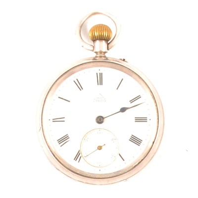 Lot 39 - Silver cased open faced pocket watch, London 1900