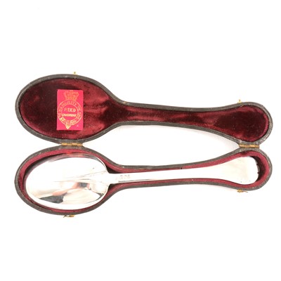Lot 129 - Pair of Britannia standard silver spoons, Thomas Bradbury & Sons Ltd, London 1912.