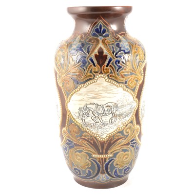 Lot 40 - Hannah Barlow for Doulton Lambeth, a large stoneware vase with farming scenes