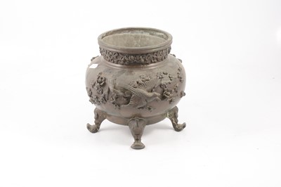 Lot 13 - Japanese bronze jardinière and a bronze censer