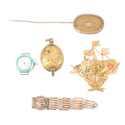 Lot 392 - A collection of silver and other filigree jewellery, small mourning locket.