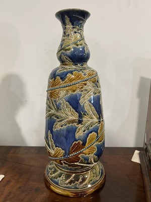 Lot 38 - George Tinworth for Doulton Lambeth, a stoneware 'Seaweed' vase, 1874
