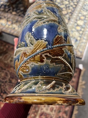 Lot 38 - George Tinworth for Doulton Lambeth, a stoneware 'Seaweed' vase, 1874