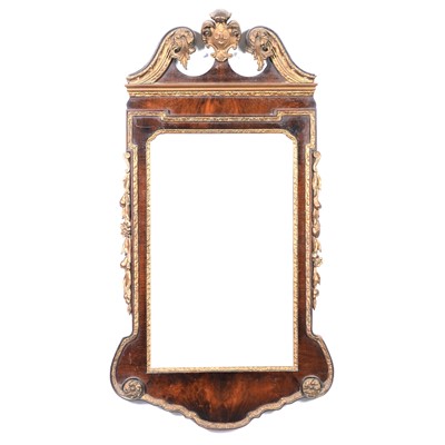 Lot 235 - Georgian style mahogany and gilt gesso wall mirror, 20th Century