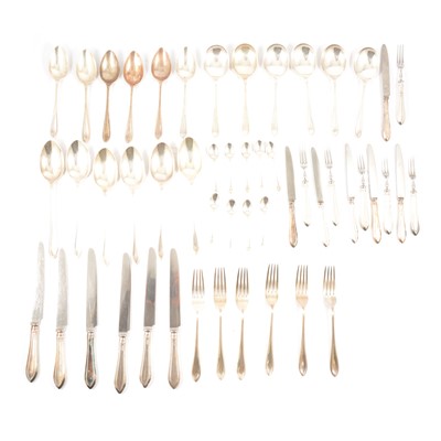 Lot 134 - Six place settings of silver cutlery by Roberts & Belk, Sheffield 1963